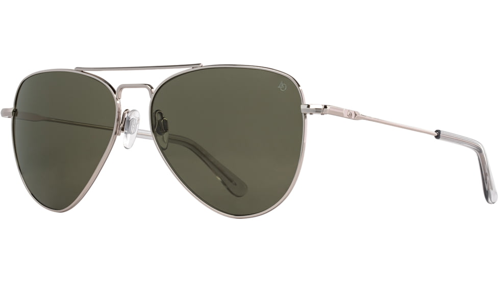 AO Fletcher Sunglasses, Silver Frame, Calobar Green AOLite Nylon Lens - Polarized - 59-15-145, FLT359STSMGNN-P
