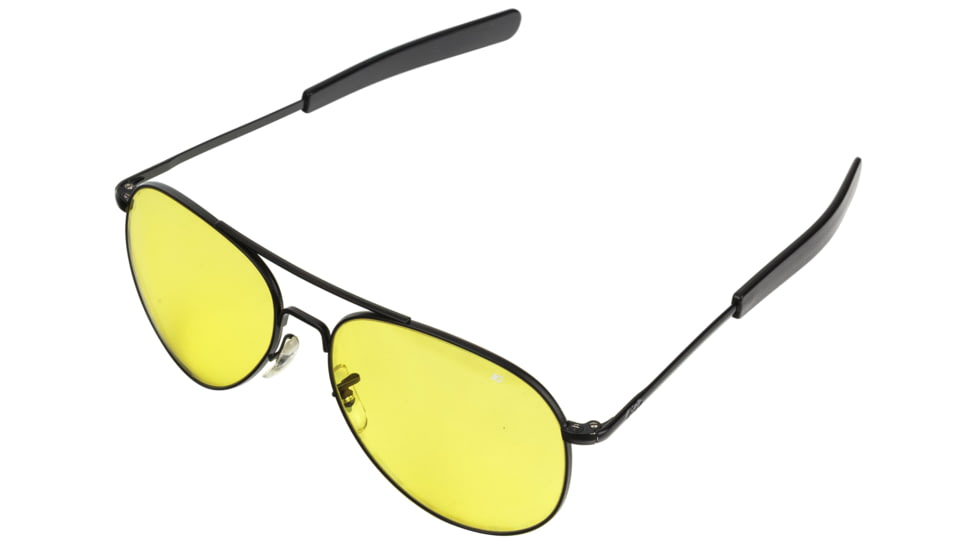 AO Flight Gear General Sunglasses, Bayonet, Black Frame, Yellow Lens, 58mm, 30667