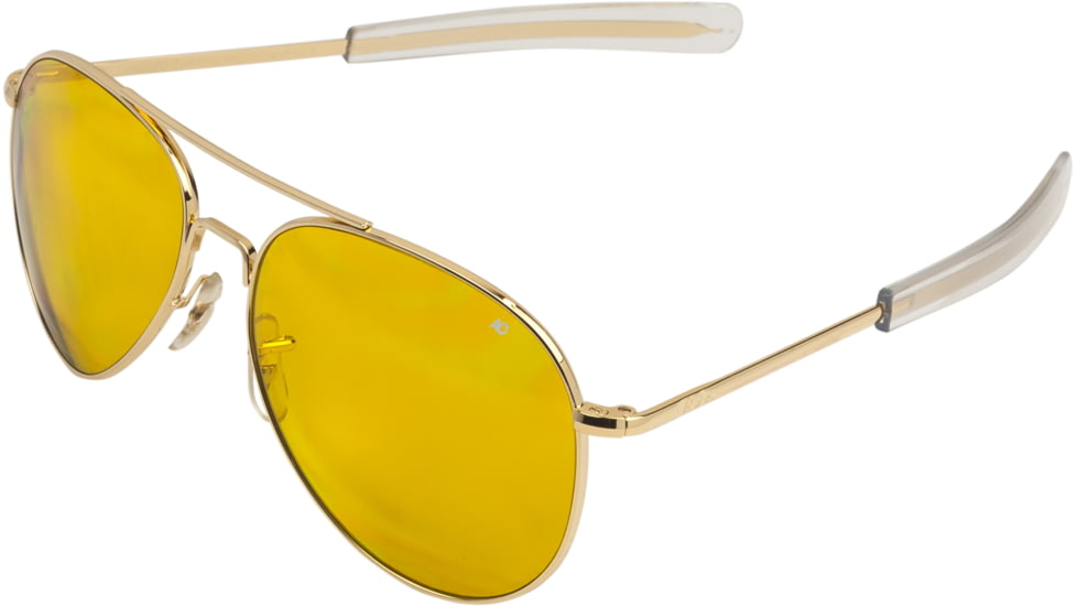 AO Flight Gear General Sunglasses, Bayonet, Gold Frame, Yellow Lens, 52mm, 30304