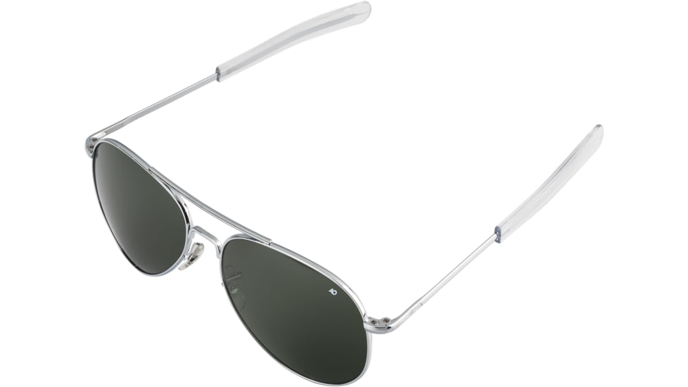 AO Flight Gear General Sunglasses, Bayonet, Silver Frame, Green Glass Lenses, 58mm, 30611