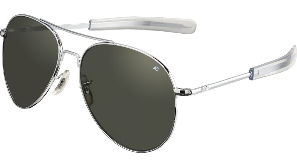AO Flight Gear General Sunglasses, Bayonet, Silver Frame, True Color Gray Glass Lens