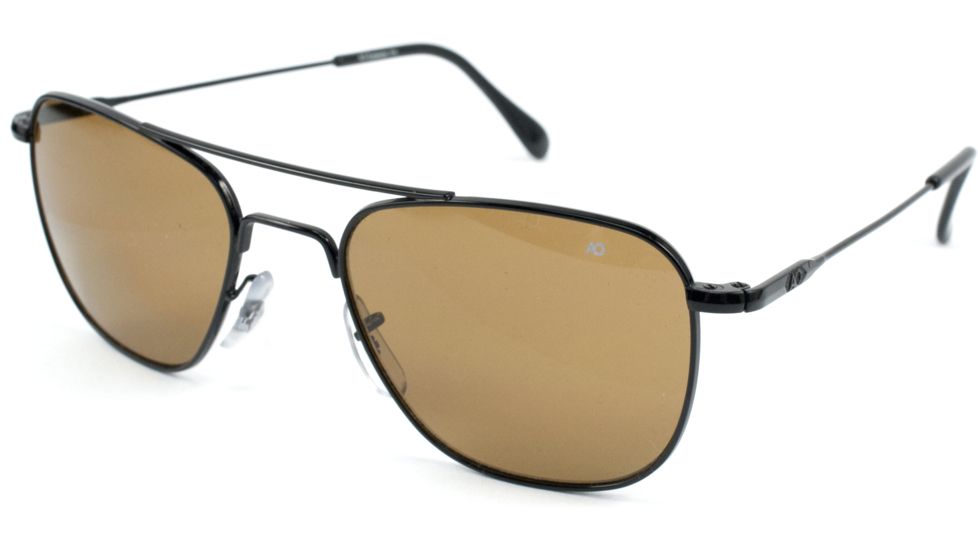 AO Original Pilot Sunglasses, Black Frame, Amber Polycarbonate 52mm Lenses, Wire Spatula