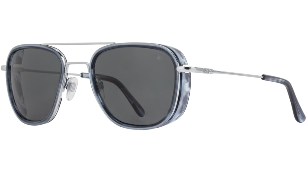 AO Flynn Sunglasses - Mens, Silver Navy, True Color Gray AOLite Nylon Lenses, Silver Navy / True Color Gray Lens, 55-22-145, FLN155STNVGYN