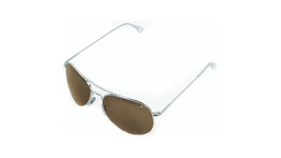 AO II 8-Base Sunglasses, Silver, Wire Spatula, HC Amber Lens, 52mm, Small S-HCBP-WS-52