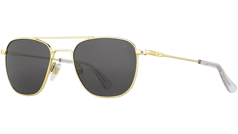 AO Original Pilot Sunglasses, Gold Frame, 57 mm Gray AOLite Nylon Lenses, Standard Temple, Polarized, 738921549789