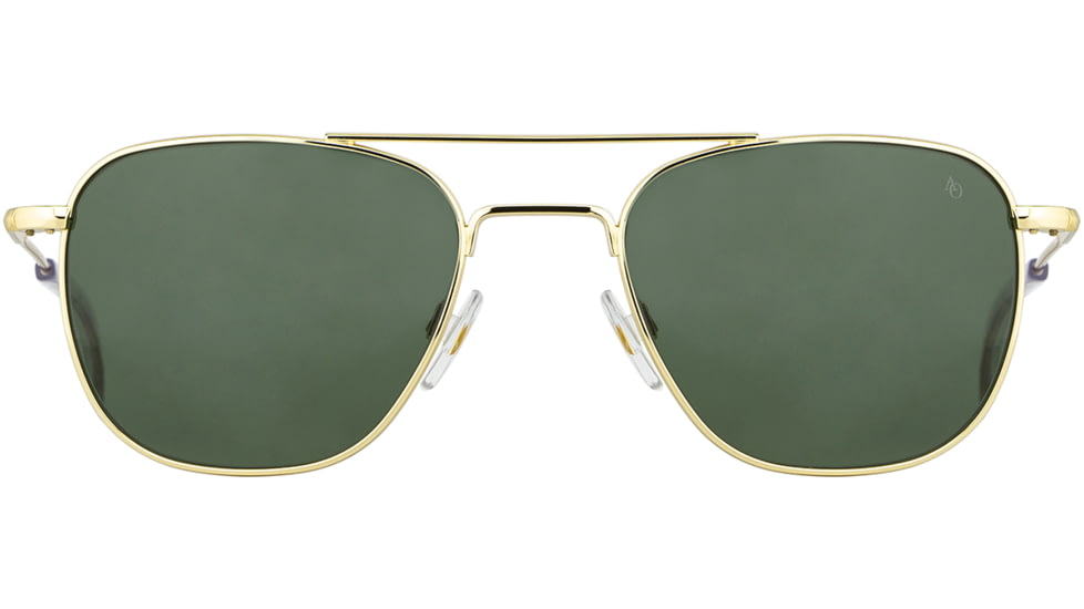 AO Original Pilot Sunglasses, Gold Frame, 55 mm Green SkyMaster Glass Lenses, Standard Temple,738921549536