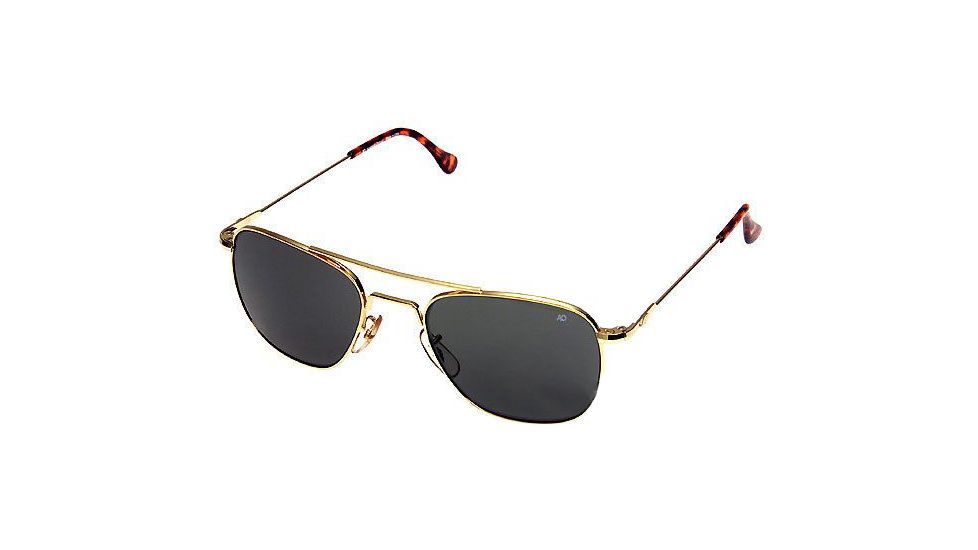 AO Original Pilot Sunglasses, Gold, Wire Spatula, CC Gray Poly Lens, 52mm G-CCP-WS-52