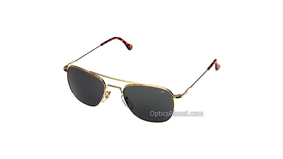 AO Original Pilot Sunglasses, Gold, Wire Spatula, CC Gray Poly Lens, 55mm G-CCP-WS-55