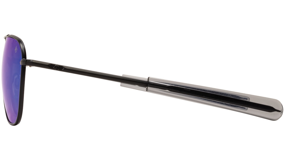 AO Original Pilot Sunglasses, Black Frame, 57 mm SunFlash Blue Mirror SkyMaster Glass Lenses, Bayonet Temple,738921564843