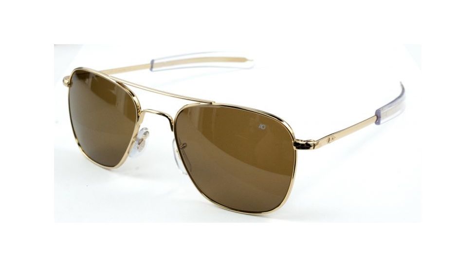AO Original Pilot Sunglasses, Bayonet, Gold Frame, Amber Glass Lens, 55mm, 30188