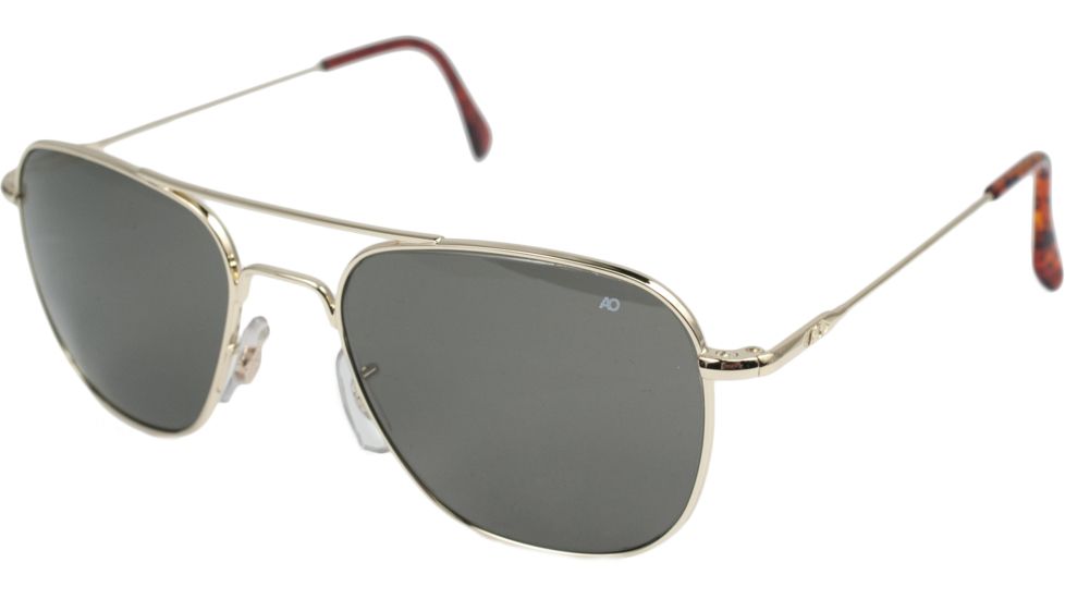 AO Original Pilot Sunglasses, Gold, Wire Spatula, Grey Glass Lens, 52mm, Polarized G-TCGPG-WS-52