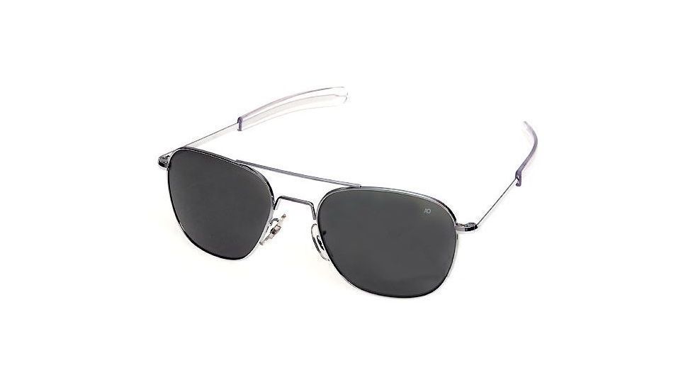 AO Original Pilot Sunglasses, Bayonet, Matte Chrome Frame, CC Gray Poly Lens, 55mm, 32233