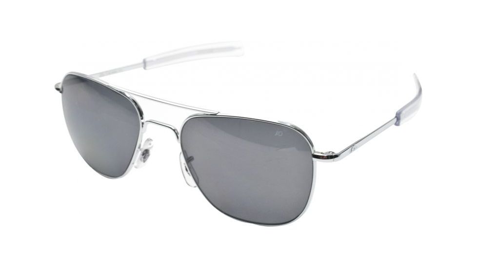 AO Original Pilot Sunglasses, Bayonet, Silver Frame, CC Gray Poly Lens, 52mm, 30044