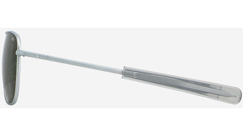 AO Original Pilot Sunglasses, Silver Frame, Calobar Green SkyMaster Glass Lenses, Bayonet Temple, 55-20-140, OP-255BTCLGNG