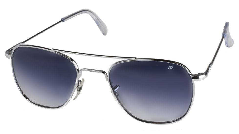 LENGTH=103-#####-AO Original Pilot Sunglasses, Wire Spatula, Silver Frame, Polycarbonate Gradient Blue Lens, 52mm, 32271