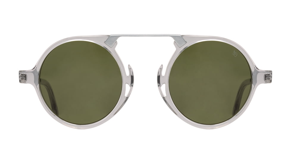 AO Oxford Sunglasses, Gray Crystal Silver Frame, Calobar Green AOLite Nylon Lenses, Polarized, 44-24-145 B45, OXF144ST--GNN-P