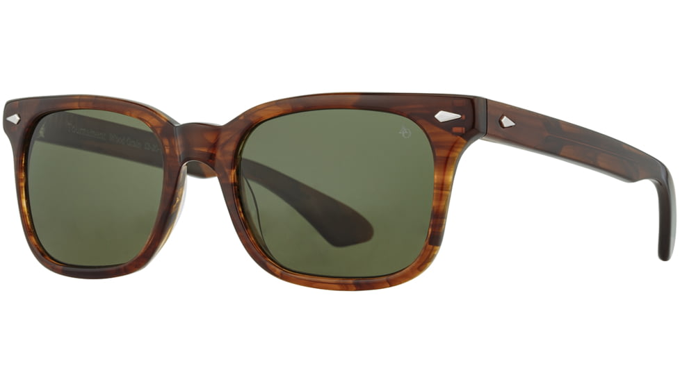 AO Tournament Sunglasses, Woodgrain, Calobar Green AOLite Nylon Lenses, 52-20-145 B40, TOU252ST--GNN