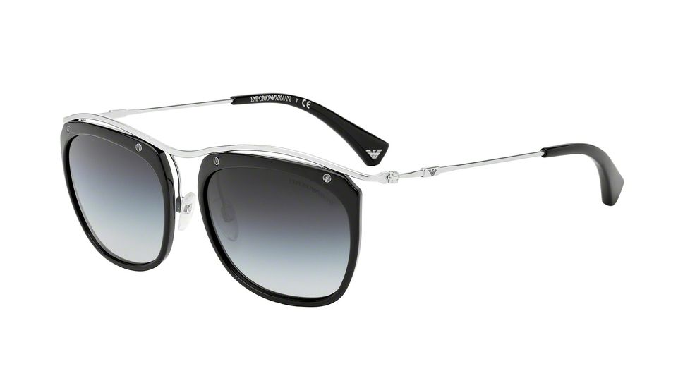 Armani EA2023 Progressive Prescription Sunglasses EA2023-30458G-54 - Lens Diameter 54 mm, Frame Color Matte Silver/black
