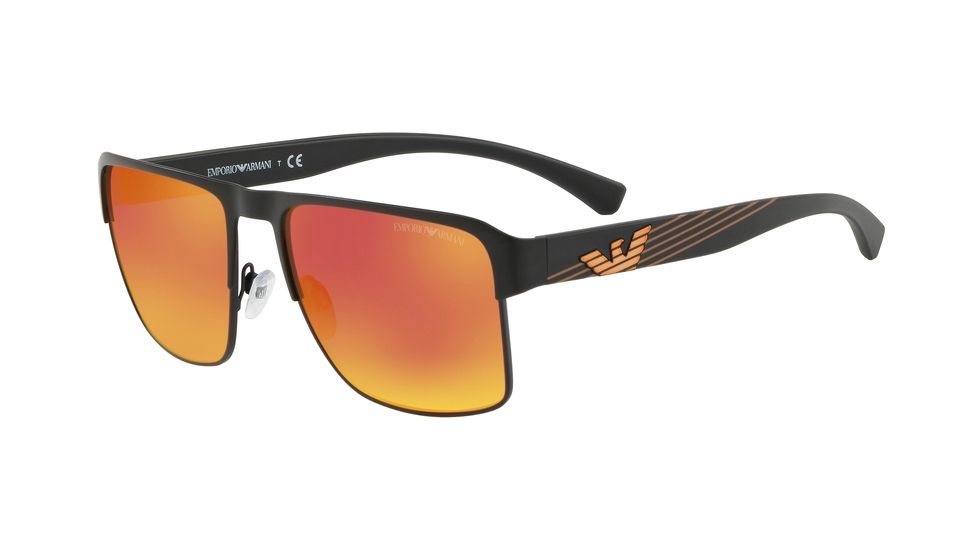 Armani EA2066 Sunglasses 30016Q-57 - Matte Black Frame, Grey Mirror Red/yellow Lenses