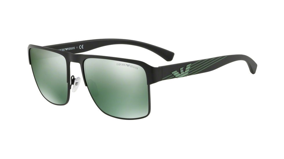Armani EA2066 Sunglasses 30016R-57 - Matte Black Frame, Light Green Mirror Petrol Lenses