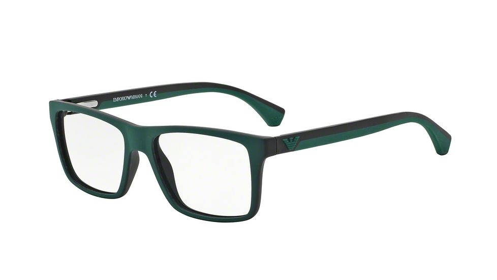Armani EA3034 Single Vision Prescription Eyeglasses 5232-55 - Green/rubber Black Frame