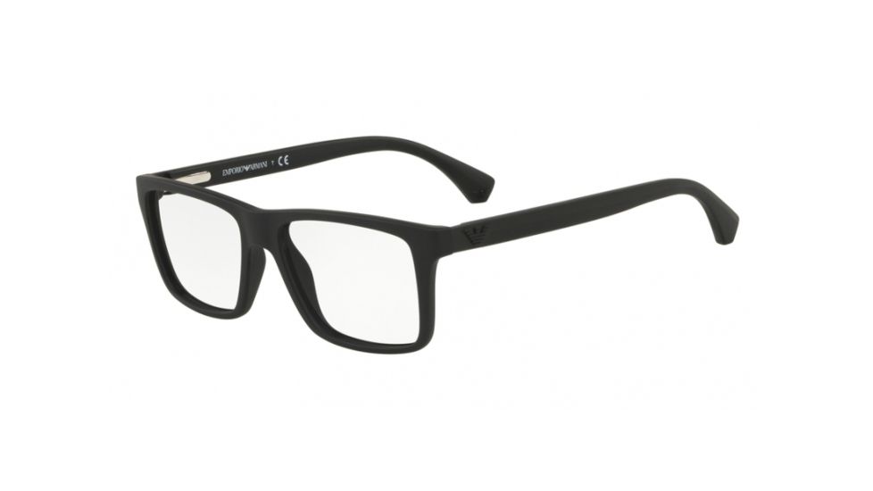Armani EA3034 Single Vision Prescription Eyeglasses, 55mm, Black Rubber, EA3034-5649-55-SV