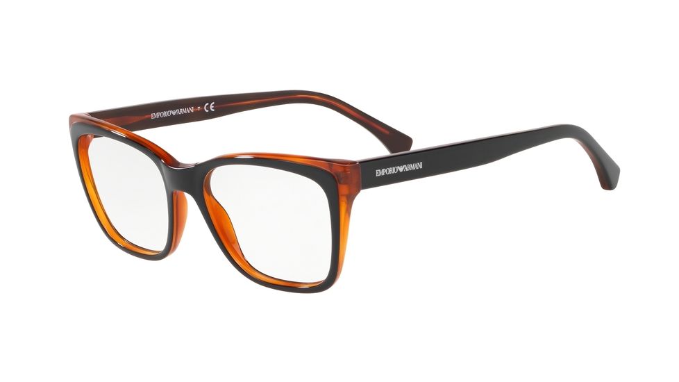 Armani EA3146 Progressive Prescription Eyeglasses, 52mm, Top Black On Yellow Tortoise, EA3146-5742-52-PRO