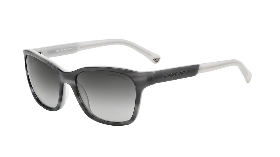 Armani EA4004 EA4004 Progressive Prescription Sunglasses EA4004-50488G-56 - Lens Diameter 56 mm, Frame Color Striped Gray/light Gray