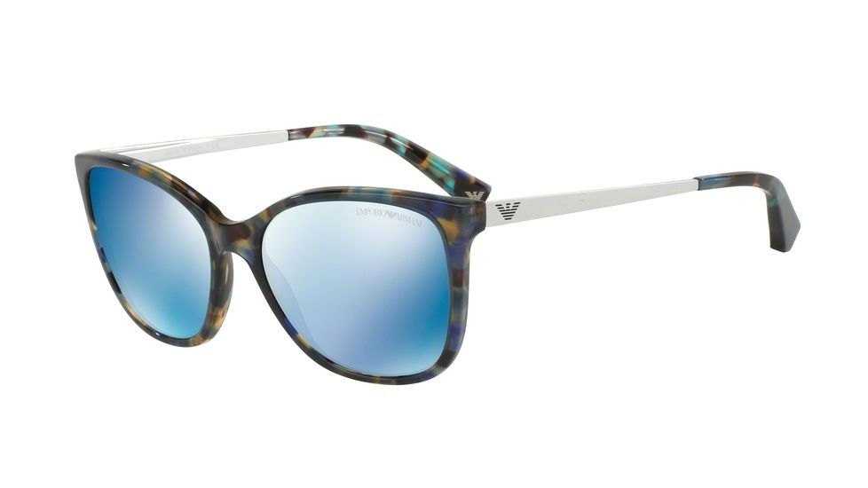 Armani EA4025 Sunglasses 554255-55 - Havana Spot Blue Frame, Mirror Blue Lenses