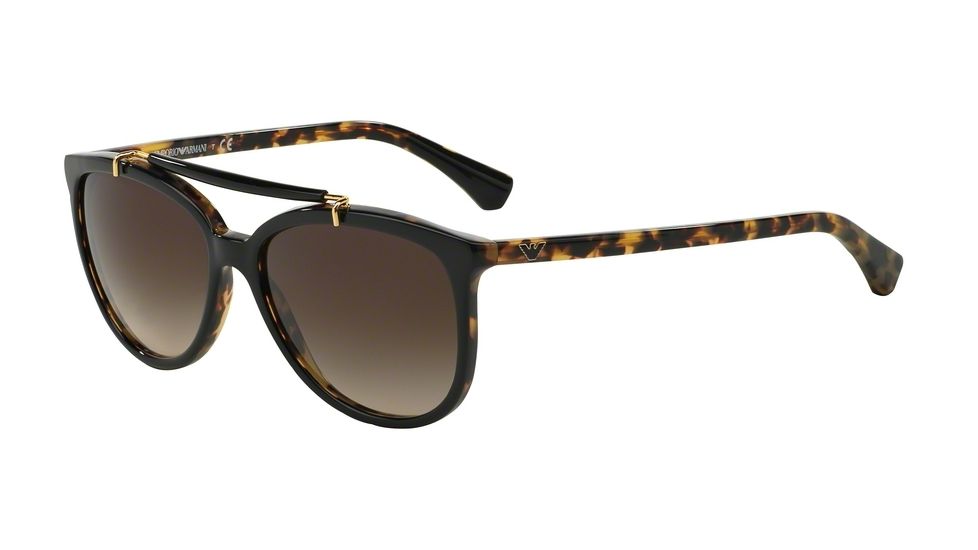 Armani EA4039 Sunglasses 526413-56 - Top Black On Havana Frame, Brown Gradient Lenses