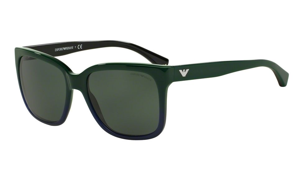 Armani EA4042 Sunglasses 534971-55 - Green Gradient Blue On Black Frame, Grey Green Lenses