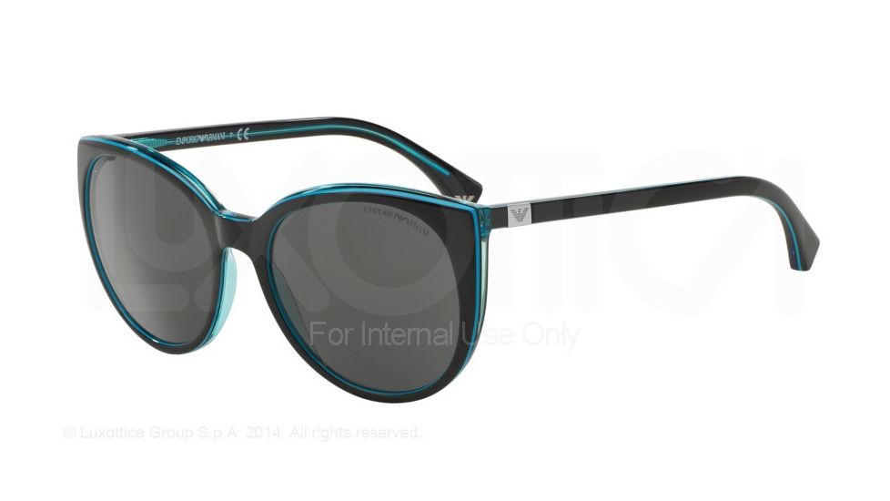 Armani EA4043 Sunglasses 535087-55 - Black/Azure Line/Azure Frame, Grey Lenses