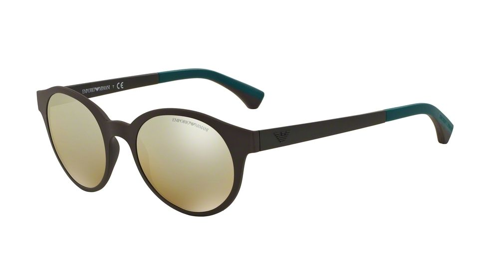 Armani EA4045 Sunglasses 53425A-51 - Matte Brown Frame, Light Brown Mirror Gold Lenses