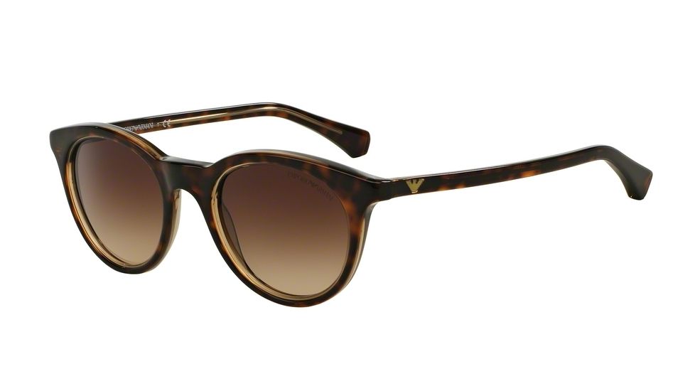 Armani EA4061 Sunglasses 546513-49 - Havana On Beige Transp Frame, Brown Gradient Lenses