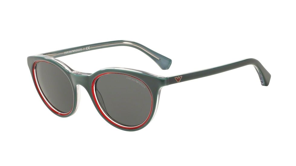 Armani EA4061 Sunglasses 547987-49 - Top Green On Tr Red Frame, Grey Lenses