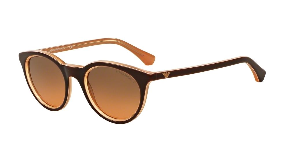 Armani EA4061 Sunglasses 548018-49 - Brown On Tr Peach Frame, Orange Gradient Light Grey Lenses