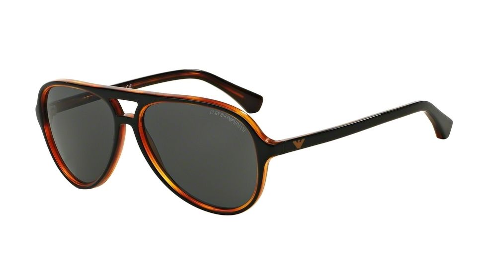 Armani EA4063 Sunglasses 546487-58 - Top Black On Havana Frame, Grey Lenses