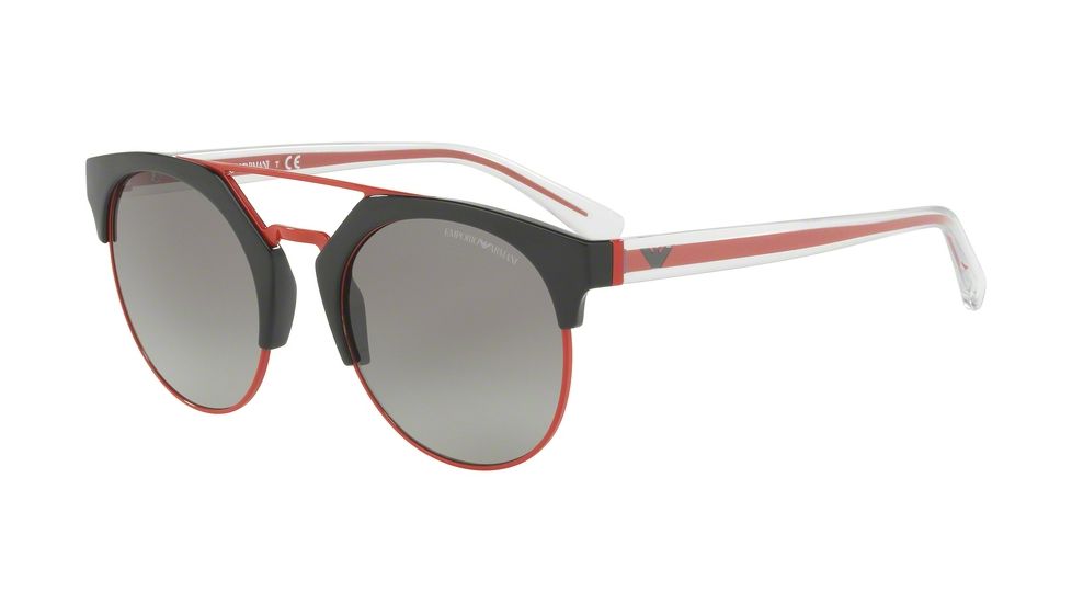 Armani EA4092F Sunglasses 501711-53 - Black / Red Frame, Grey Gradient Lenses