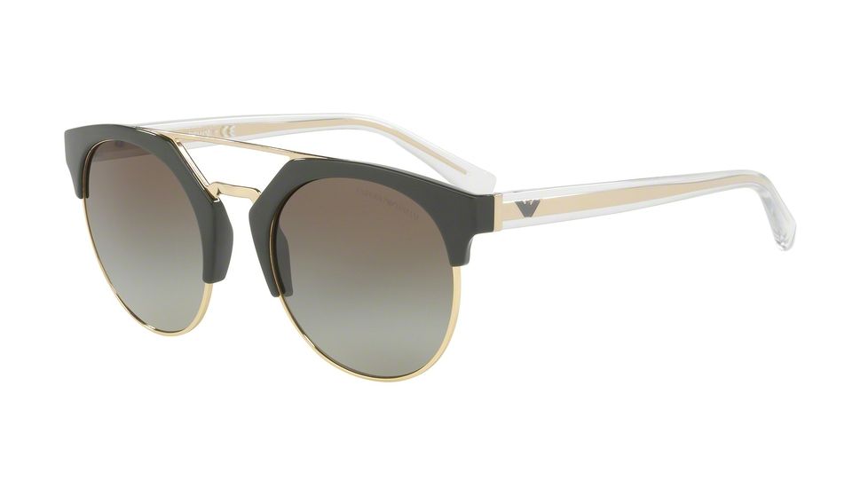 Armani EA4092F Sunglasses 55788E-53 - Militay Green/pale Gold Frame, Green Gradient Lenses