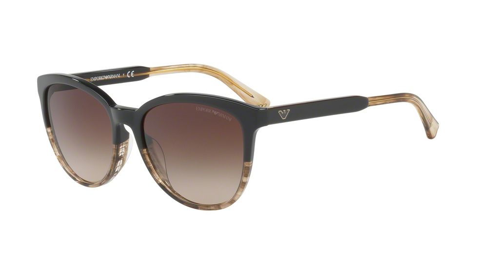Armani EA4101 Progressive Prescription Sunglasses EA4101-556713-56 - Lens Diameter 56 mm, Frame Color Brown/tr Striped Beige