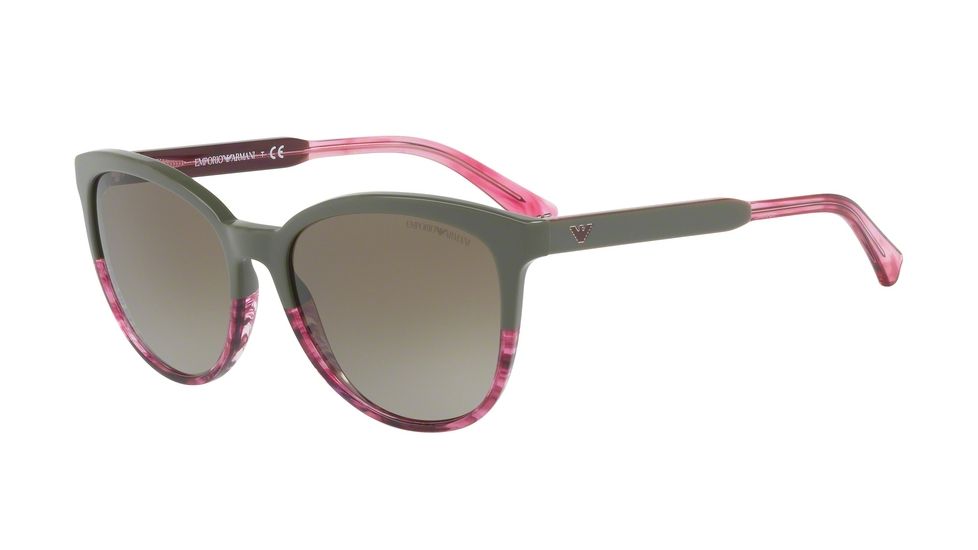 Armani EA4101 Progressive Prescription Sunglasses EA4101-556913-56 - Lens Diameter 56 mm, Frame Color Military/tr Striped Pink