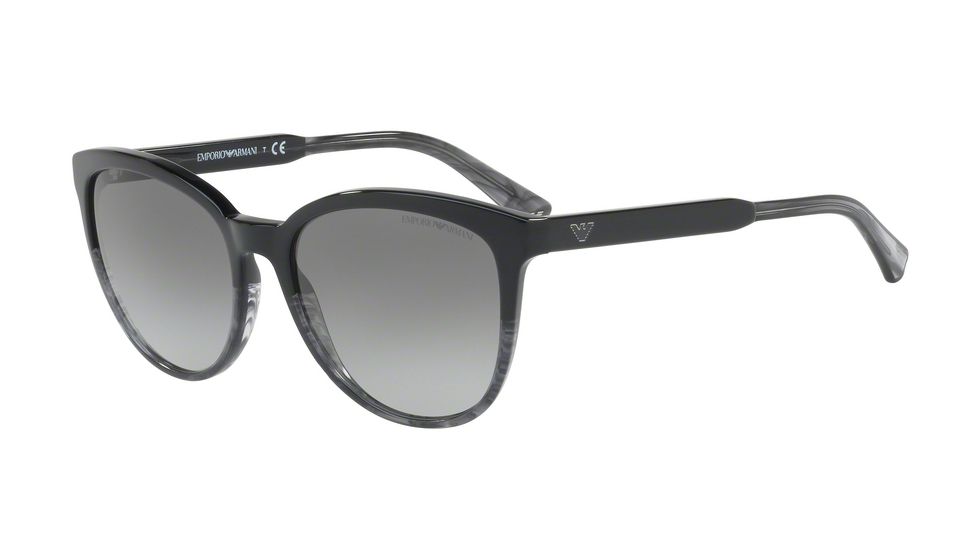 Armani EA4101F Progressive Prescription Sunglasses EA4101F-556611-56 - Lens Diameter 56 mm, Frame Color Black/tr Striped Grey
