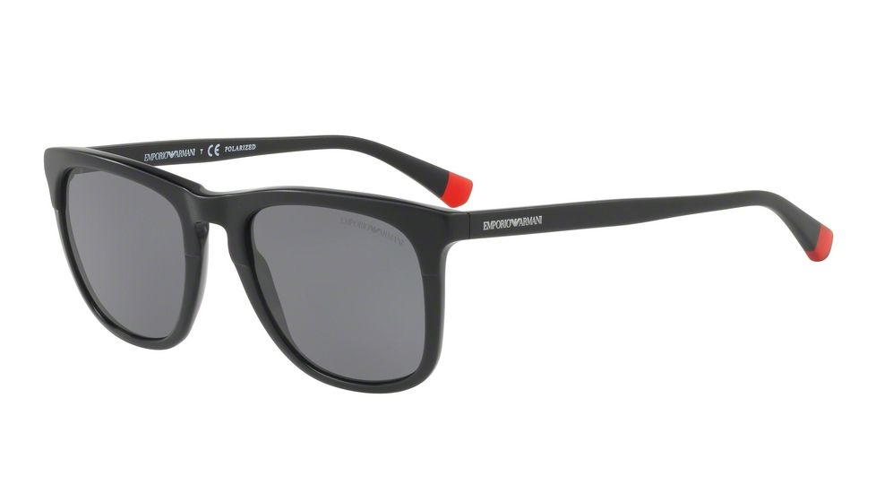 Armani EA4105F Sunglasses 500181-53 - Matte Black On Black Frame, Polar Grey Lenses