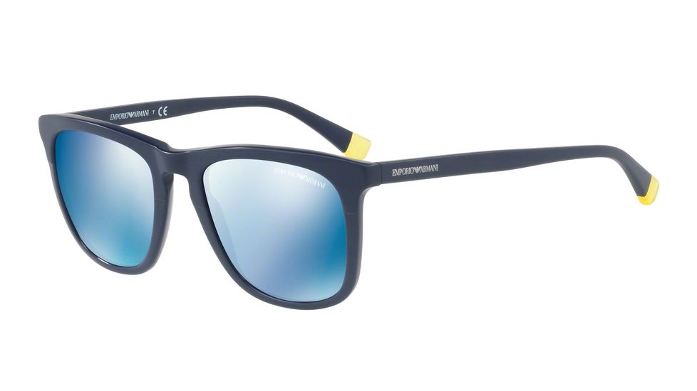 Armani EA4105F Sunglasses 559655-53 - Matte Blue On Blue Frame, Mirror Blue Lenses
