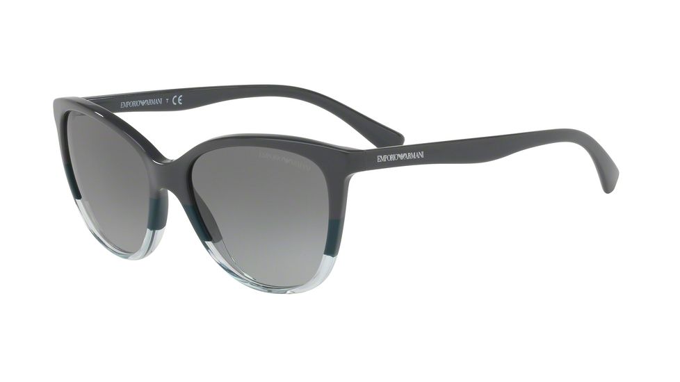 Armani EA4110 Sunglasses 563111-55 - Grey/green/trasp Aqua Frame, Grey Gradient Lenses