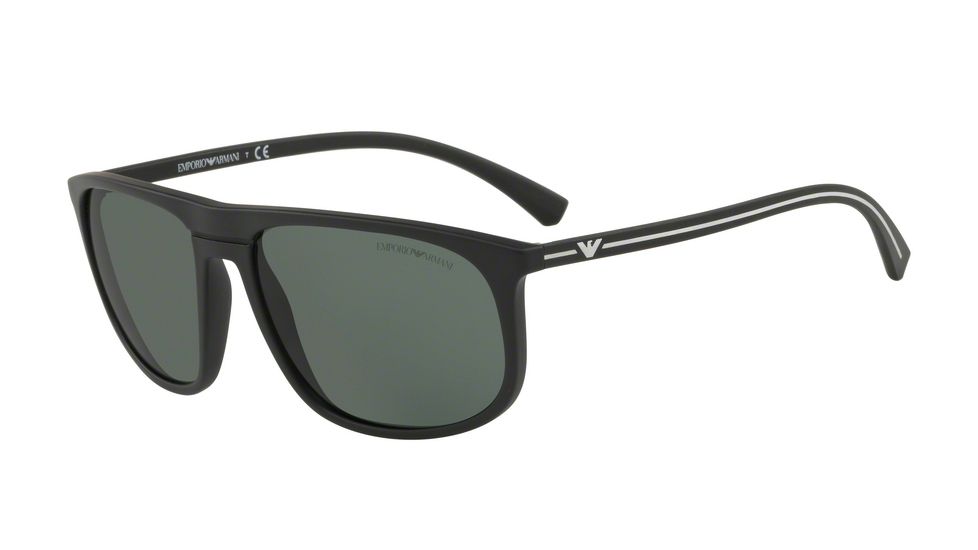 Armani EA4118 Sunglasses 506371-59 - Black Rubber Frame, Green Lenses