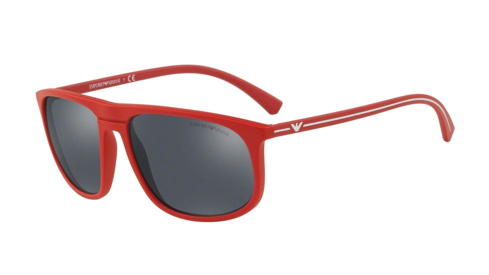 Armani EA4118 Sunglasses 56906G-59 - Red Rubber Frame, Grey Mirror Black Lenses