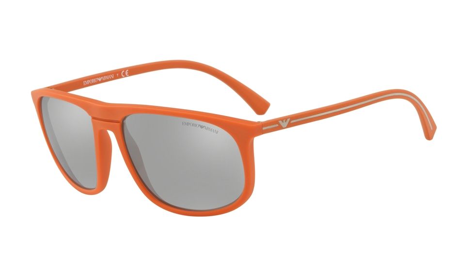 Armani EA4118 Sunglasses 56916G-59 - Orange Rubber Frame, Light Grey Mirror Silver Lenses