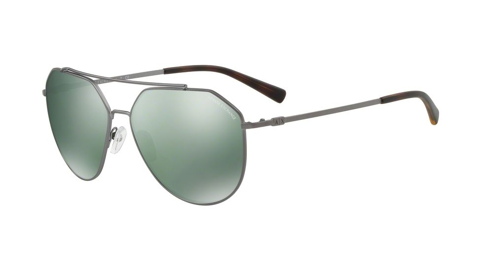 Armani Exchange AX2023S Sunglasses 60886R-59 - Matte Gunmetal Frame, Light Green Mirror Petrol Lenses