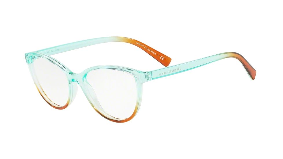 Armani Exchange AX3053 Eyeglass Frames 8256-53 - Transp Blue/Transp Orange Frame